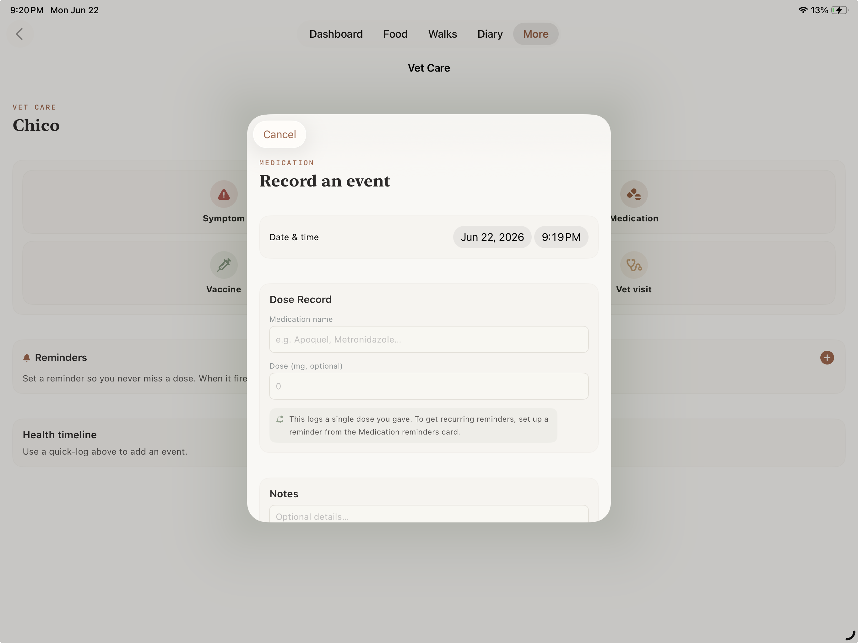 Medication tracking dashboard